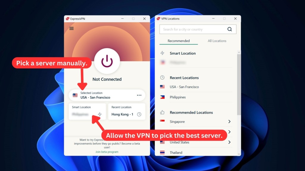 Different methods to connect to ExpressVPN servers