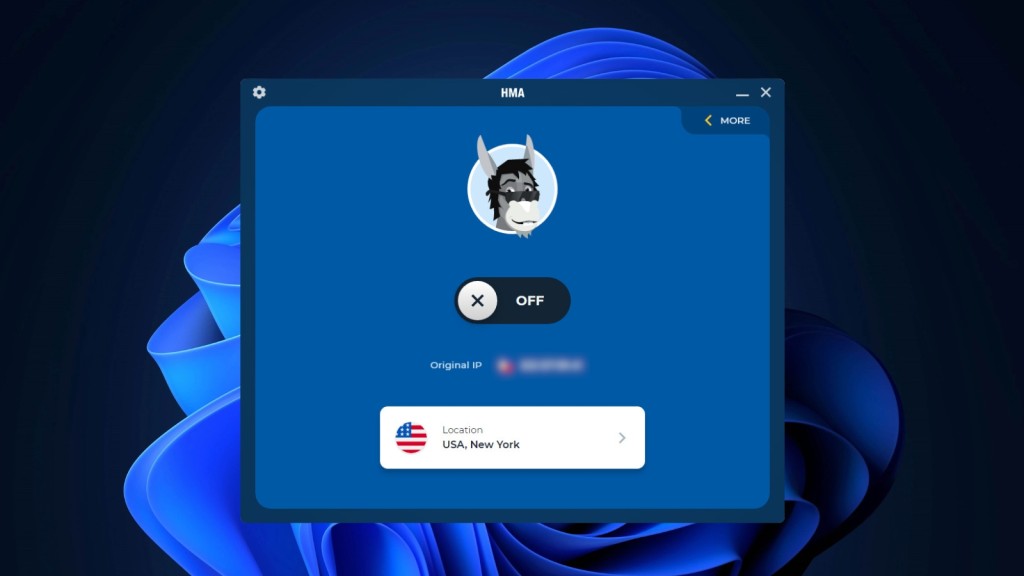 HMA VPN home screen on Windows