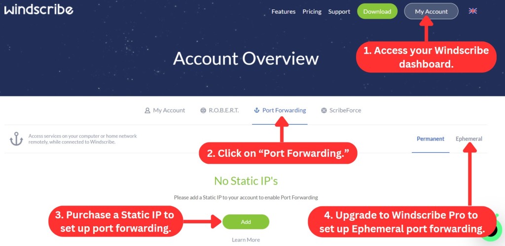 How to enable Windscribe port forwarding
