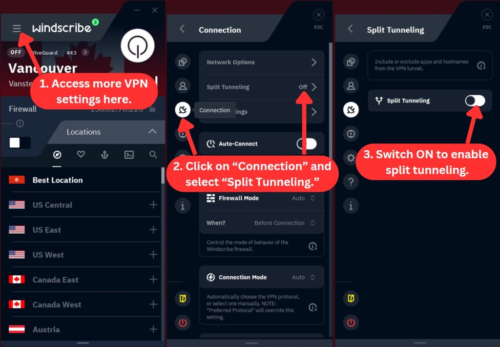 How to enable Windscribe split tunneling on Windows