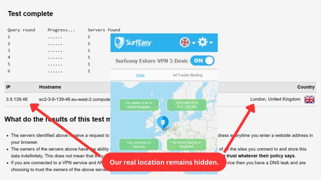 Testing SurfEasy VPN for leaks