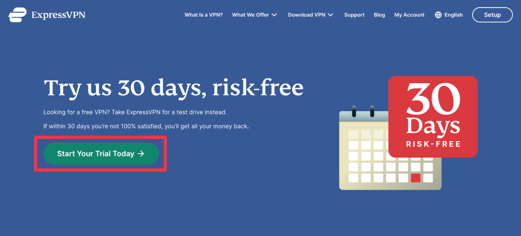 ExpressVPN Trial Landing Page