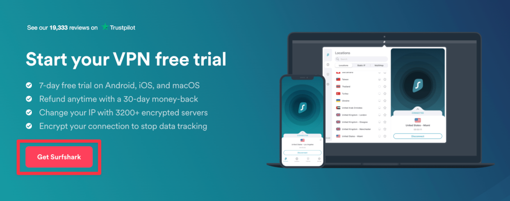 Surfshark VPN Trial Landing Page